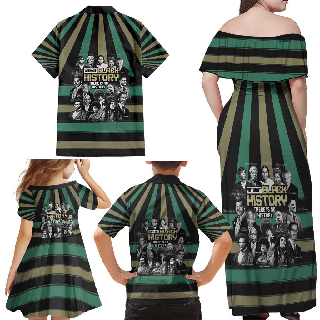 Without Black History There Is No History Family Matching Off Shoulder Maxi Dress and Hawaiian Shirt African Hub