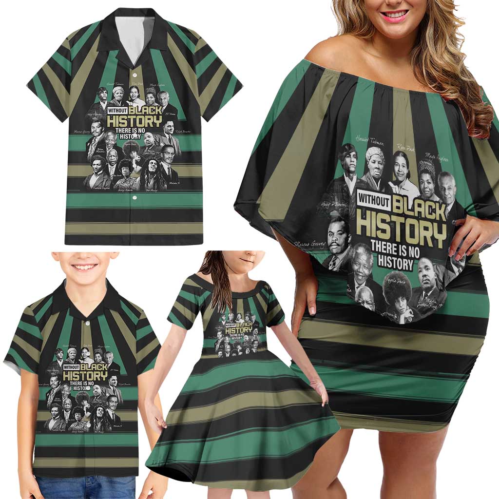 Without Black History There Is No History Family Matching Off Shoulder Short Dress and Hawaiian Shirt African Hub