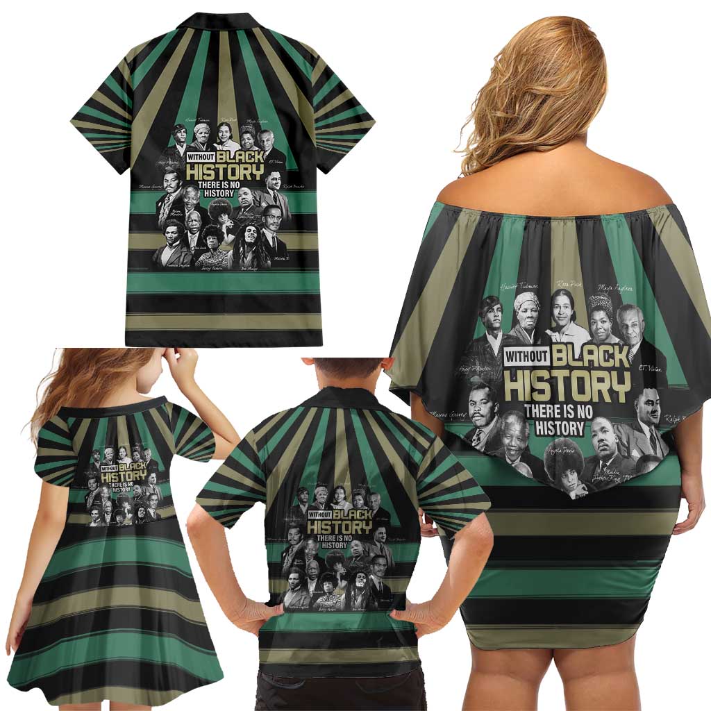 Without Black History There Is No History Family Matching Off Shoulder Short Dress and Hawaiian Shirt African Hub