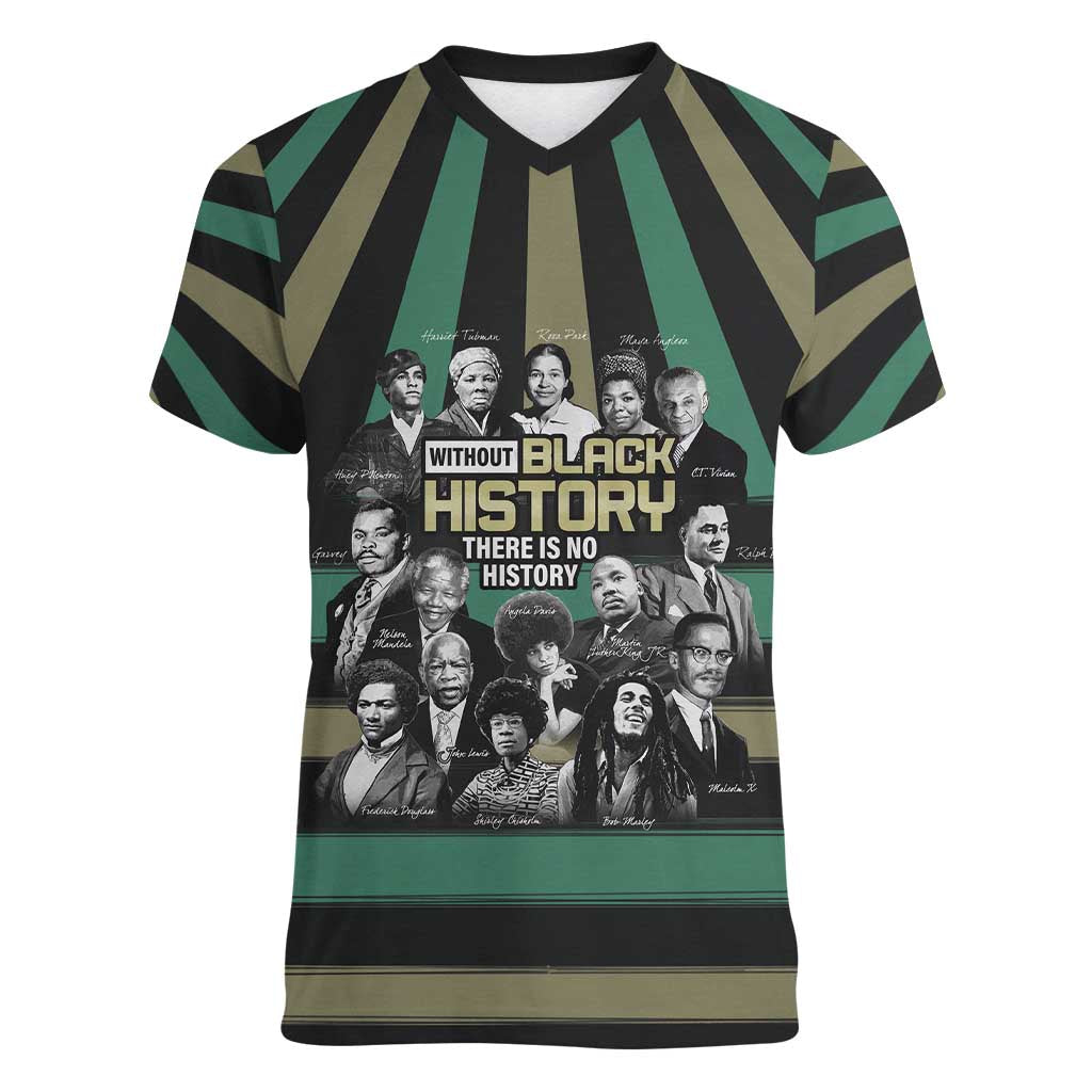 Without Black History There Is No History Women V-Neck T-Shirt African Hub