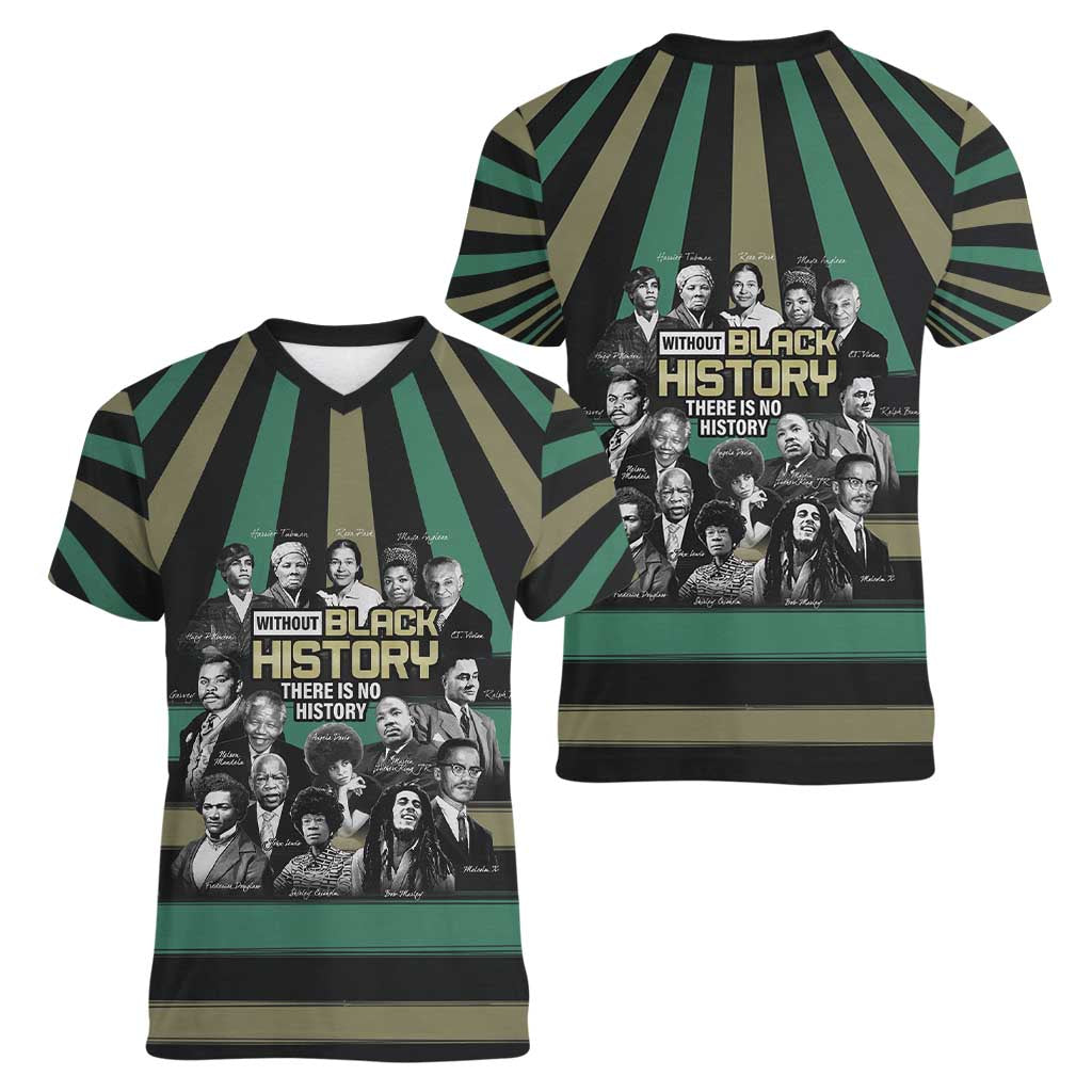 Without Black History There Is No History Women V-Neck T-Shirt African Hub