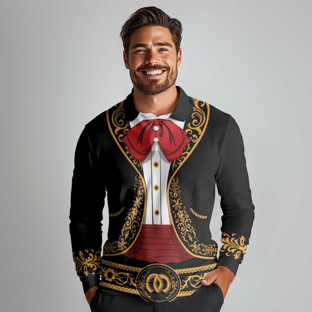 Mexican Charro Suit Long Sleeve Polo Shirt 2025 Cinco De Mayo Costume