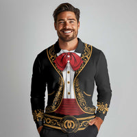 Mexican Charro Suit Long Sleeve Polo Shirt 2025 Cinco De Mayo Costume