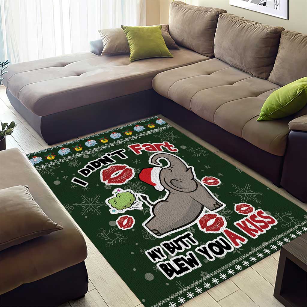 Elephant I Didnt Fart My Butt Blew You A Kiss Area Rug Elephant Christmas DT04 - Wonder Print Shop