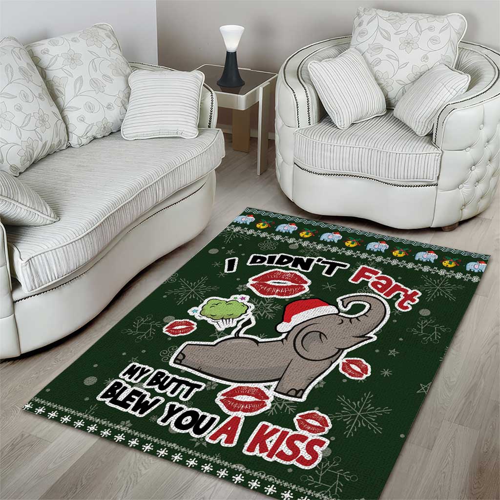 Elephant I Didnt Fart My Butt Blew You A Kiss Area Rug Elephant Christmas DT04 - Wonder Print Shop