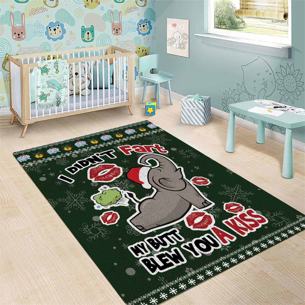 Elephant I Didnt Fart My Butt Blew You A Kiss Area Rug Elephant Christmas DT04 - Wonder Print Shop