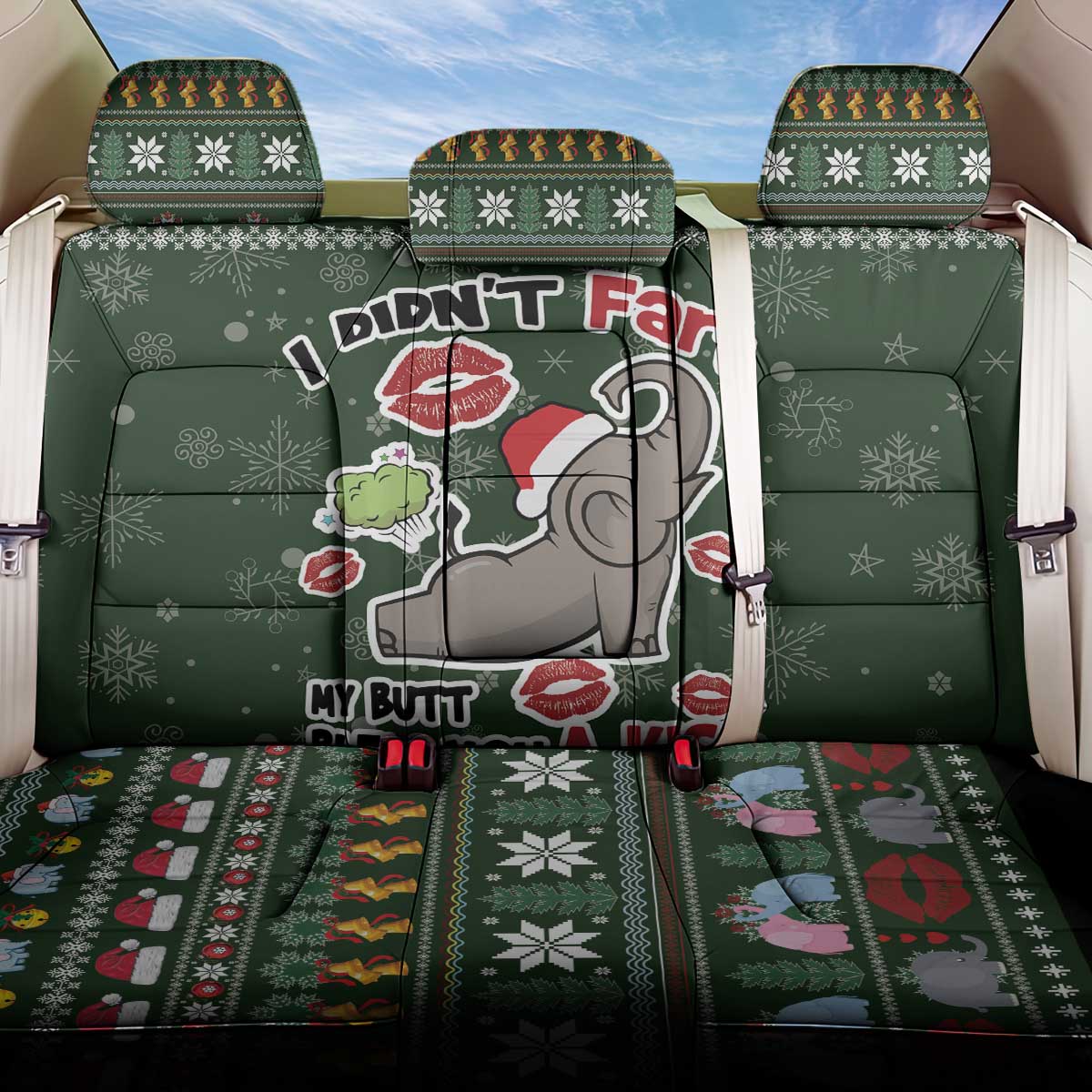 Elephant I Didnt Fart My Butt Blew You A Kiss Back Car Seat Cover Elephant Christmas DT04 - Wonder Print Shop