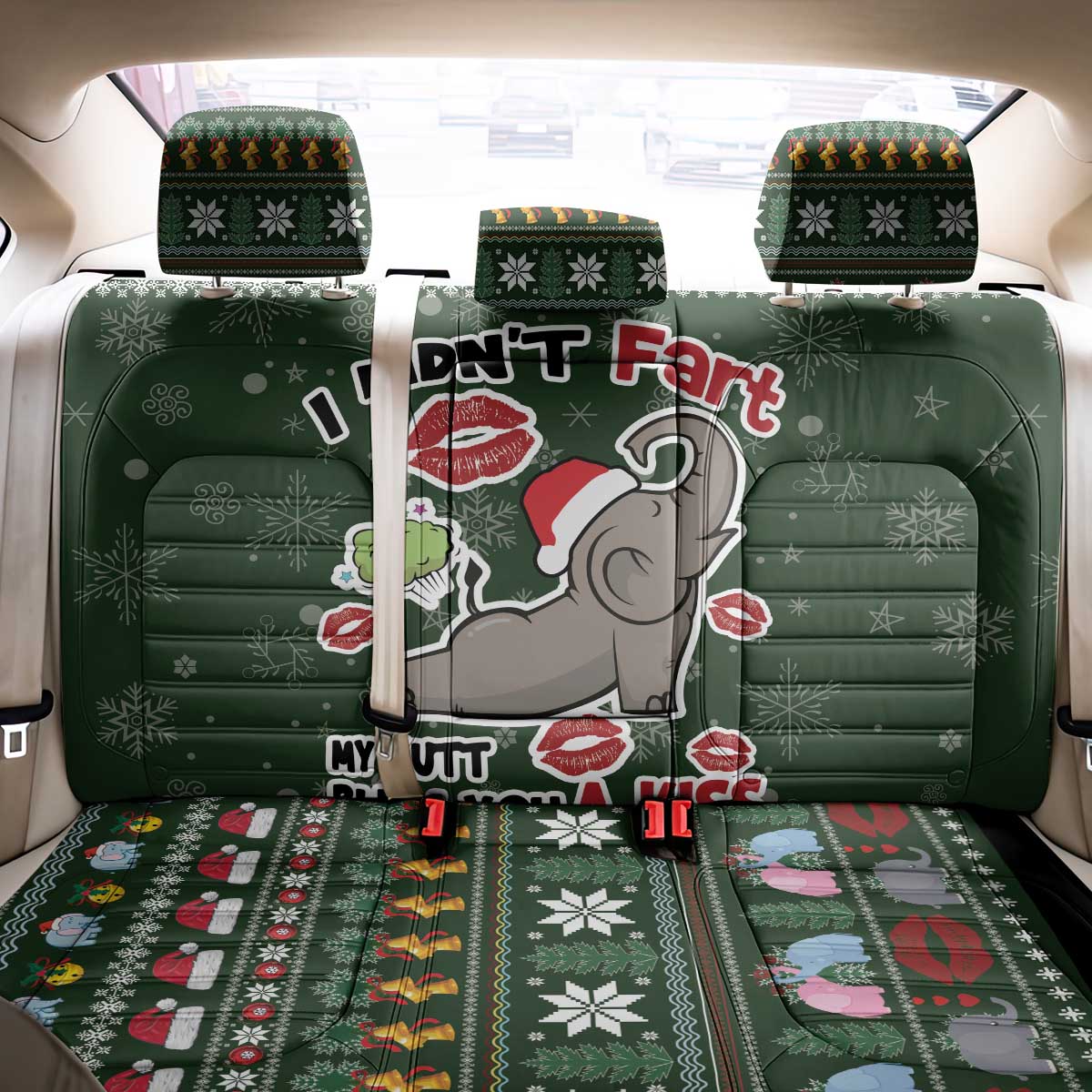 Elephant I Didnt Fart My Butt Blew You A Kiss Back Car Seat Cover Elephant Christmas DT04 - Wonder Print Shop