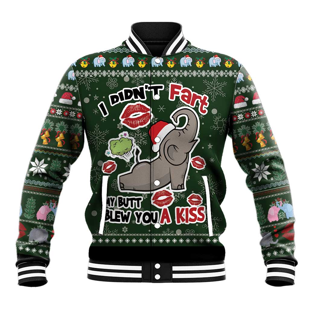 Elephant I Didnt Fart My Butt Blew You A Kiss Baseball Jacket Elephant Christmas DT04 - Wonder Print Shop