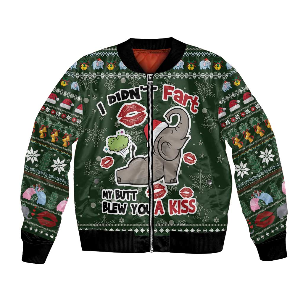 Elephant I Didnt Fart My Butt Blew You A Kiss Bomber Jacket Elephant Christmas DT04 - Wonder Print Shop