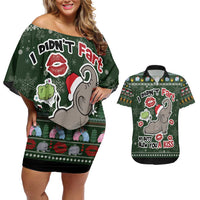 Elephant I Didnt Fart My Butt Blew You A Kiss Couples Matching Off Shoulder Short Dress and Hawaiian Shirt Elephant Christmas DT04 - Wonder Print Shop