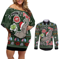 Elephant I Didnt Fart My Butt Blew You A Kiss Couples Matching Off Shoulder Short Dress and Long Sleeve Button Shirt Elephant Christmas DT04 - Wonder Print Shop