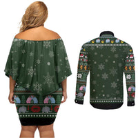 Elephant I Didnt Fart My Butt Blew You A Kiss Couples Matching Off Shoulder Short Dress and Long Sleeve Button Shirt Elephant Christmas DT04 - Wonder Print Shop