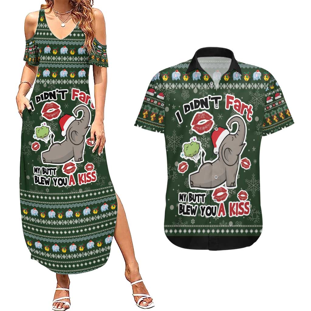Elephant I Didnt Fart My Butt Blew You A Kiss Couples Matching Summer Maxi Dress and Hawaiian Shirt Elephant Christmas DT04 - Wonder Print Shop