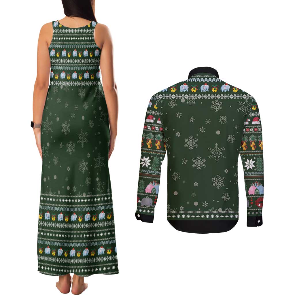 Elephant I Didnt Fart My Butt Blew You A Kiss Couples Matching Tank Maxi Dress and Long Sleeve Button Shirt Elephant Christmas DT04 - Wonder Print Shop