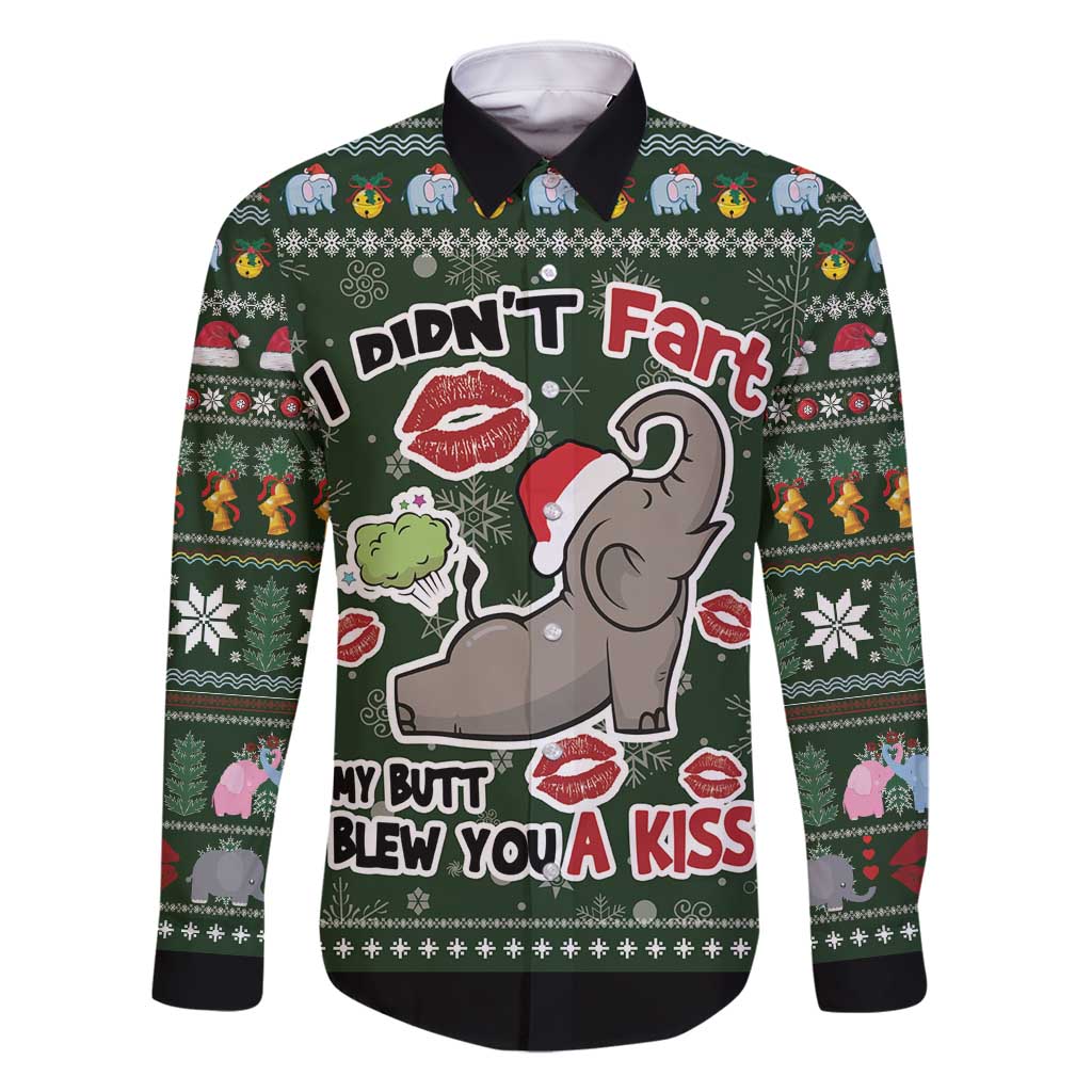 Elephant I Didnt Fart My Butt Blew You A Kiss Family Matching Long Sleeve Bodycon Dress and Hawaiian Shirt Elephant Christmas DT04 - Wonder Print Shop