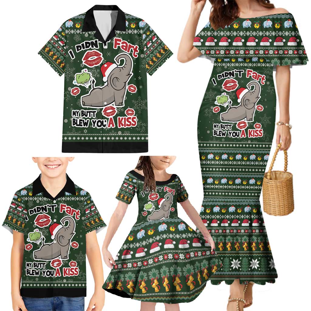 Elephant I Didnt Fart My Butt Blew You A Kiss Family Matching Mermaid Dress and Hawaiian Shirt Elephant Christmas DT04 - Wonder Print Shop