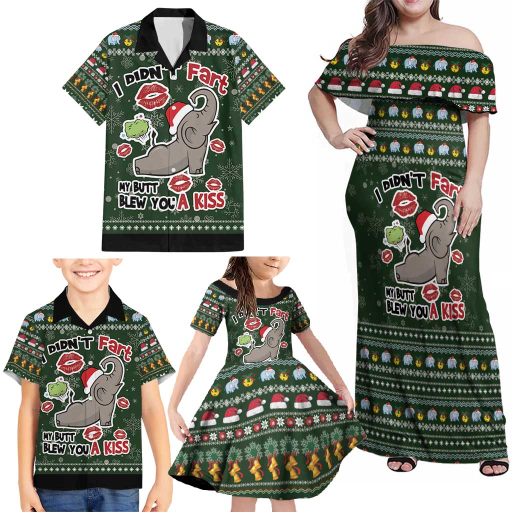 Elephant I Didnt Fart My Butt Blew You A Kiss Family Matching Off Shoulder Maxi Dress and Hawaiian Shirt Elephant Christmas DT04 - Wonder Print Shop