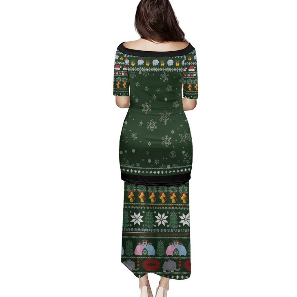 Elephant I Didnt Fart My Butt Blew You A Kiss Family Matching Puletasi and Hawaiian Shirt Elephant Christmas DT04 - Wonder Print Shop