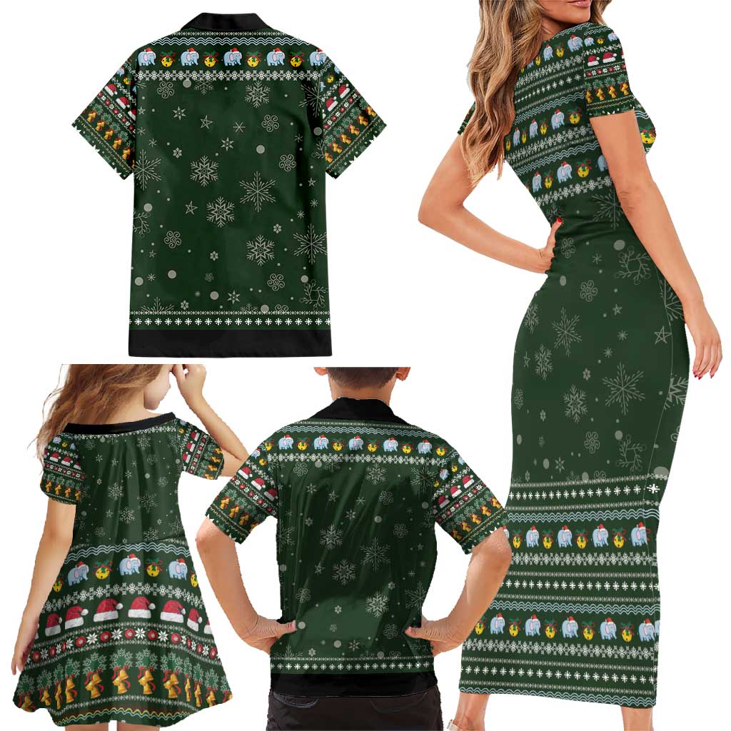 Elephant I Didnt Fart My Butt Blew You A Kiss Family Matching Short Sleeve Bodycon Dress and Hawaiian Shirt Elephant Christmas DT04 - Wonder Print Shop