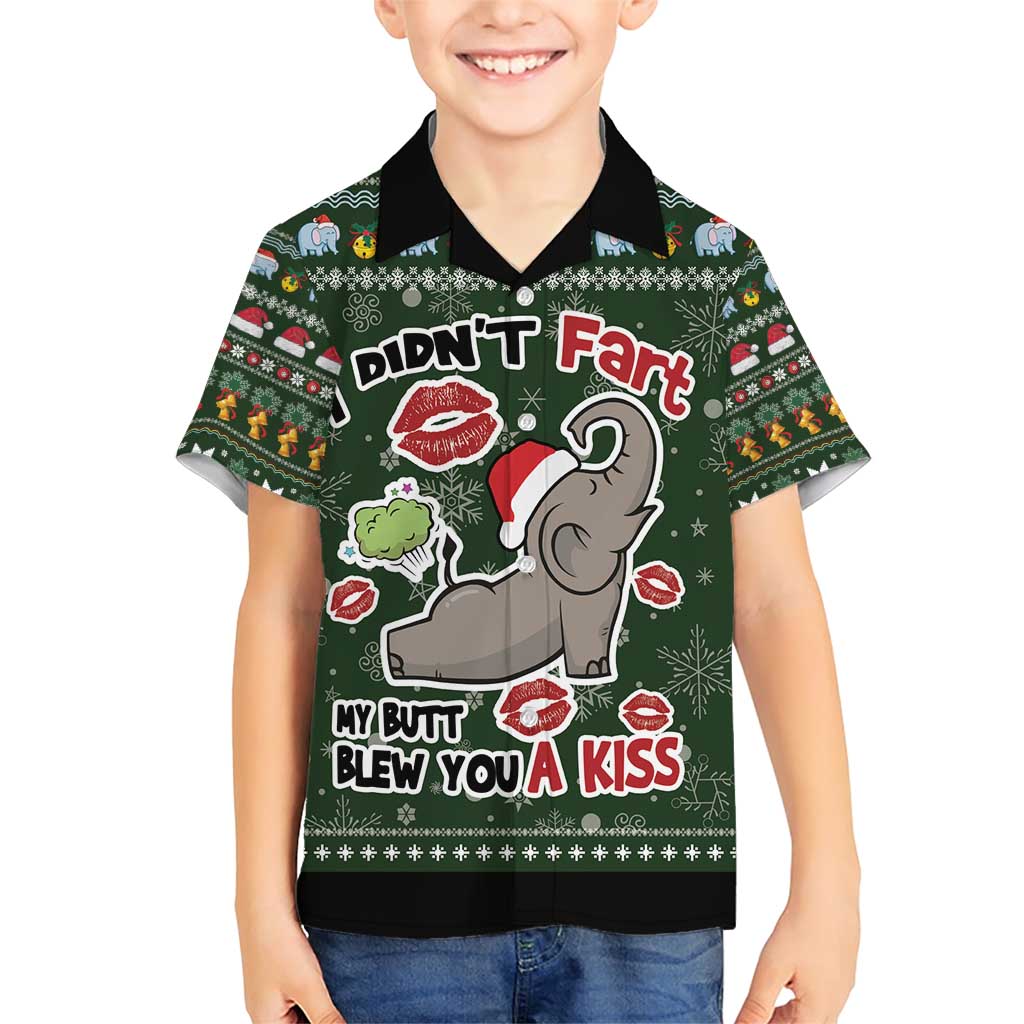 Elephant I Didnt Fart My Butt Blew You A Kiss Family Matching Short Sleeve Bodycon Dress and Hawaiian Shirt Elephant Christmas DT04 - Wonder Print Shop