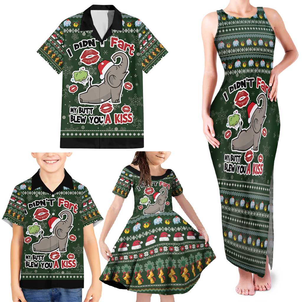 Elephant I Didnt Fart My Butt Blew You A Kiss Family Matching Tank Maxi Dress and Hawaiian Shirt Elephant Christmas DT04 - Wonder Print Shop