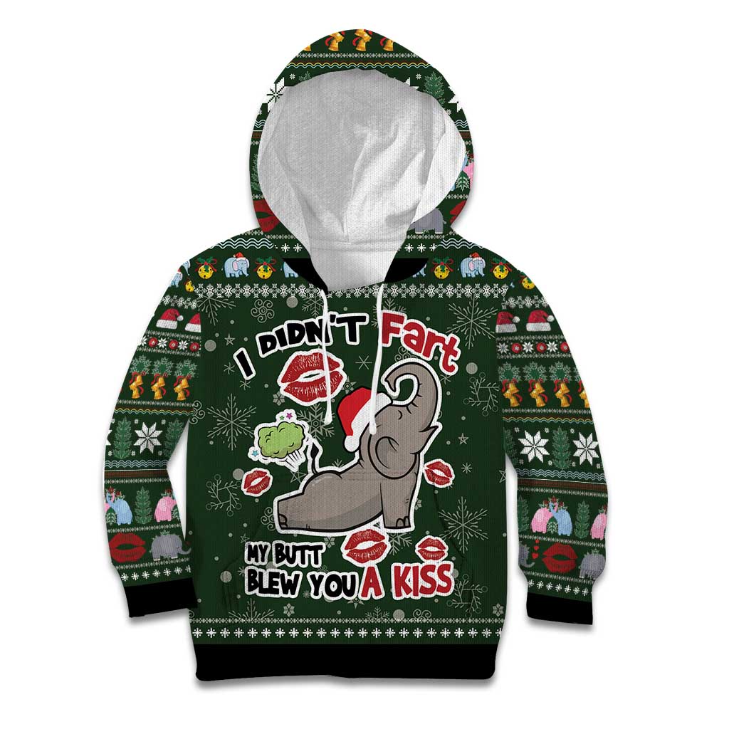 Elephant I Didnt Fart My Butt Blew You A Kiss Kid Hoodie Elephant Christmas DT04 - Wonder Print Shop