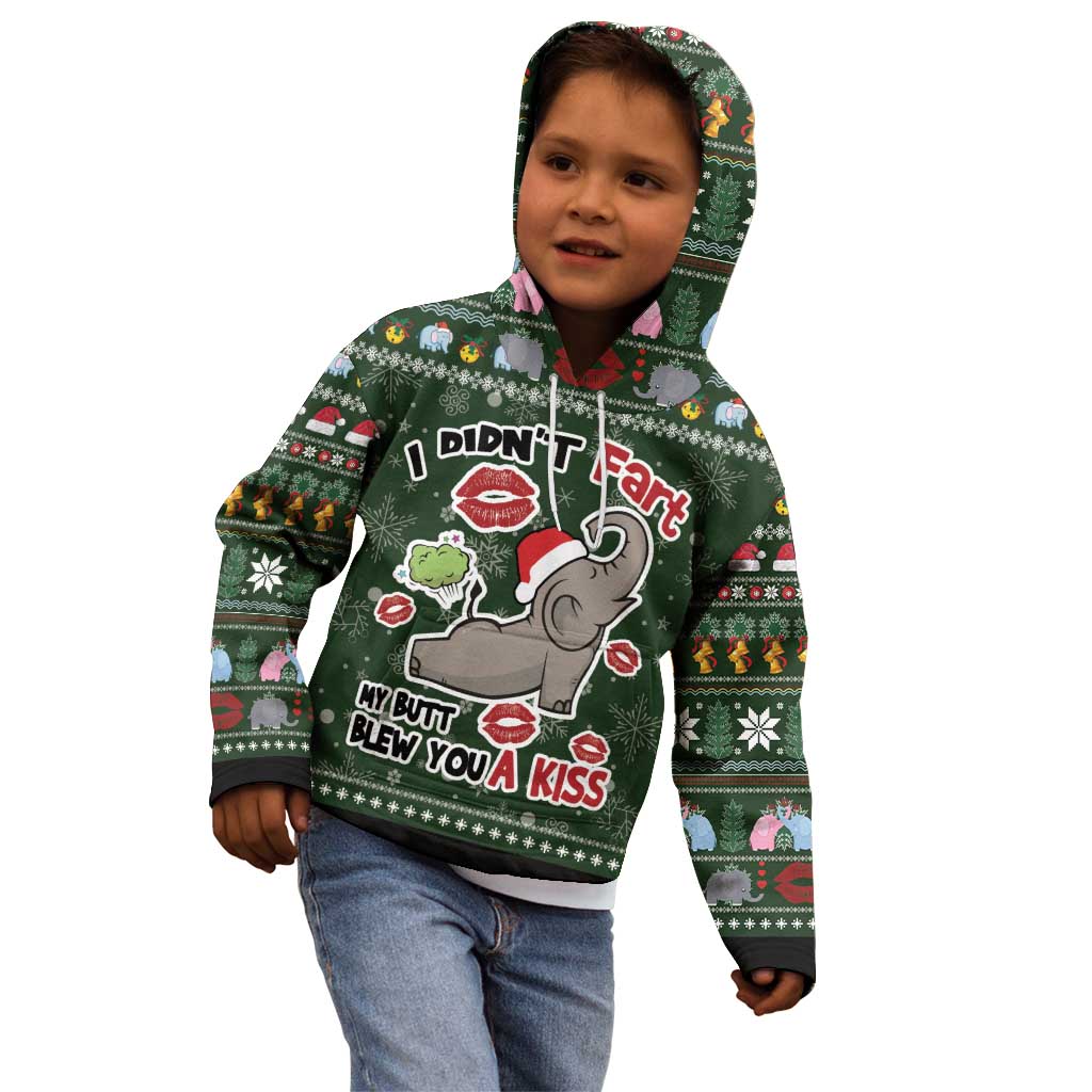 Elephant I Didnt Fart My Butt Blew You A Kiss Kid Hoodie Elephant Christmas DT04 - Wonder Print Shop