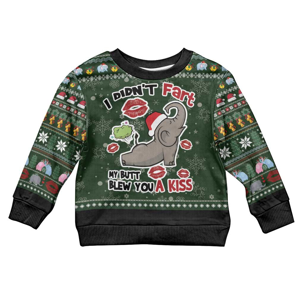 Elephant I Didnt Fart My Butt Blew You A Kiss Kid Ugly Christmas Sweater Elephant Christmas DT04 - Wonder Print Shop