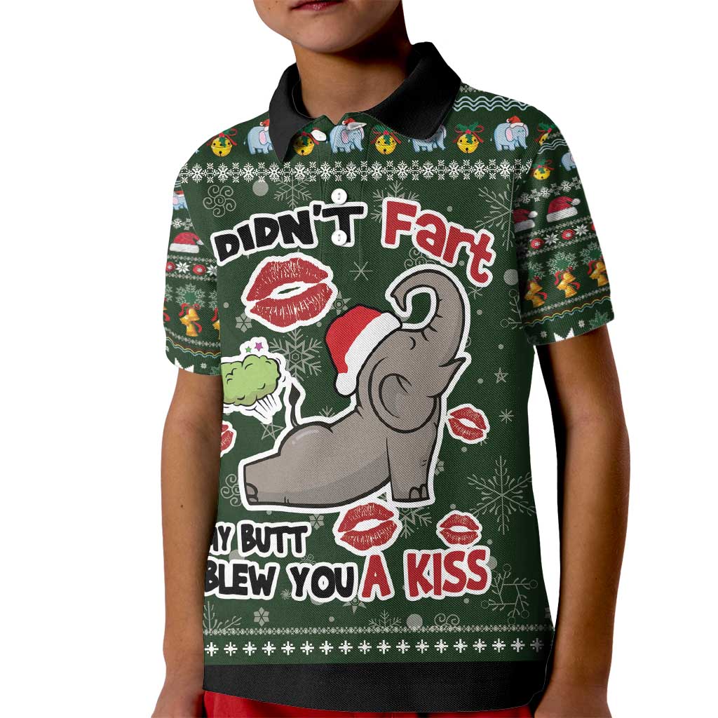 Elephant I Didnt Fart My Butt Blew You A Kiss Kid Polo Shirt Elephant Christmas DT04 - Wonder Print Shop