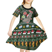 Elephant I Didnt Fart My Butt Blew You A Kiss Kid Short Sleeve Dress Elephant Christmas DT04 - Wonder Print Shop