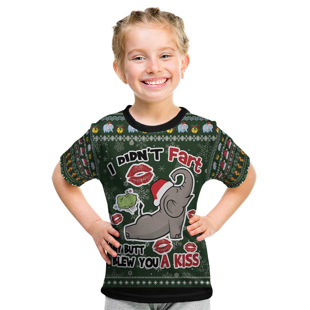 Elephant I Didnt Fart My Butt Blew You A Kiss Kid T Shirt Elephant Christmas DT04 - Wonder Print Shop