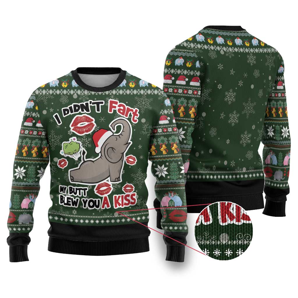 Elephant I Didnt Fart My Butt Blew You A Kiss Ugly Christmas Sweater Elephant Christmas DT04 - Wonder Print Shop