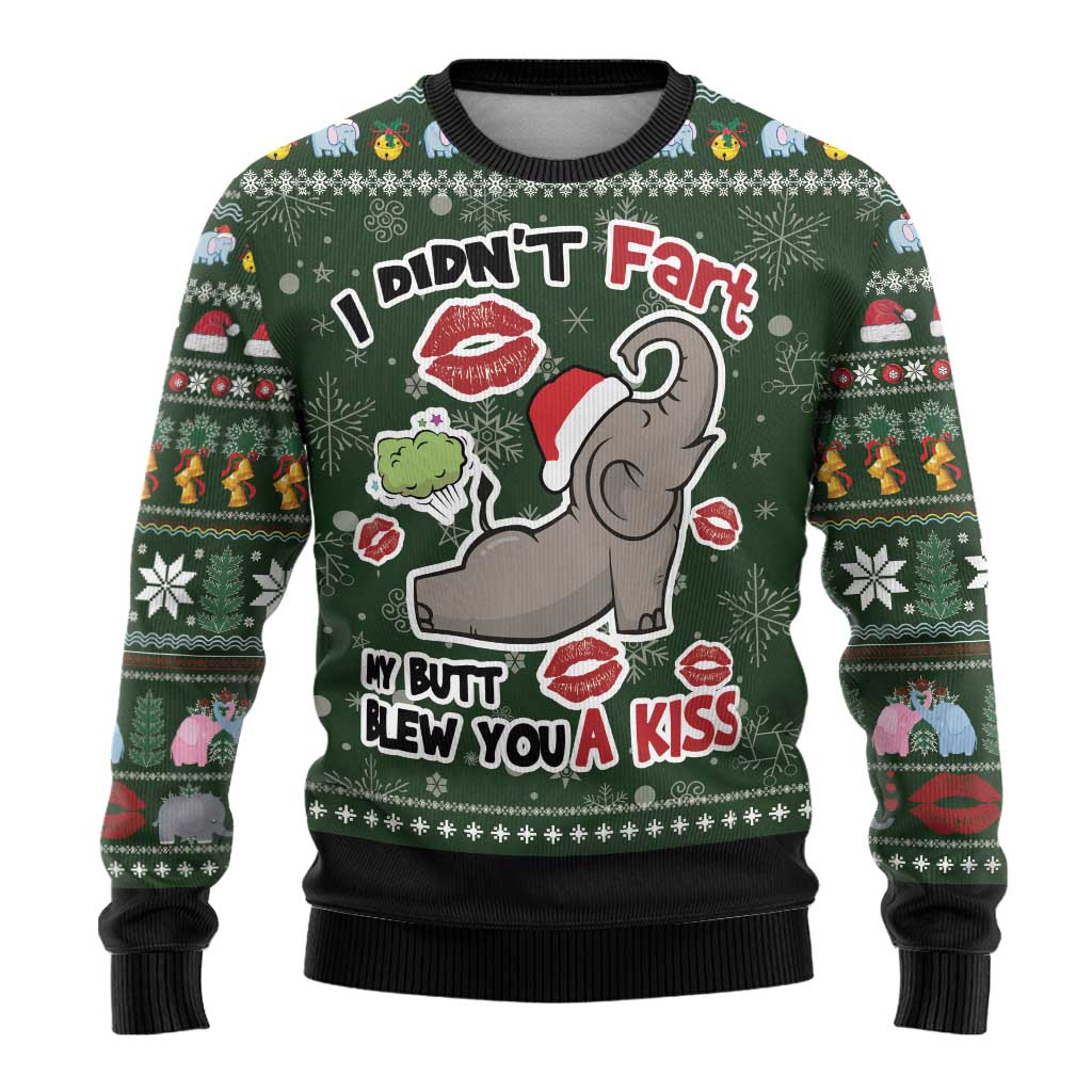 Elephant I Didnt Fart My Butt Blew You A Kiss Ugly Christmas Sweater Elephant Christmas DT04 - Wonder Print Shop