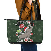 Elephant I Didnt Fart My Butt Blew You A Kiss Leather Tote Bag Elephant Christmas DT04 - Wonder Print Shop