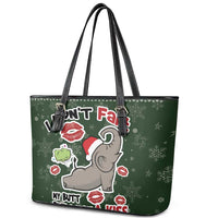 Elephant I Didnt Fart My Butt Blew You A Kiss Leather Tote Bag Elephant Christmas DT04 - Wonder Print Shop