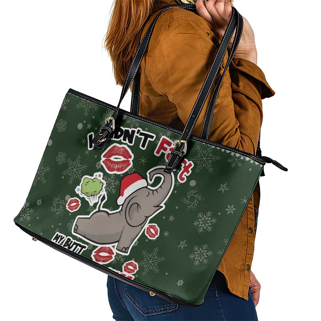 Elephant I Didnt Fart My Butt Blew You A Kiss Leather Tote Bag Elephant Christmas DT04 - Wonder Print Shop