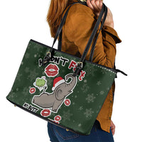 Elephant I Didnt Fart My Butt Blew You A Kiss Leather Tote Bag Elephant Christmas DT04 - Wonder Print Shop