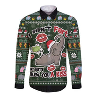 Elephant I Didnt Fart My Butt Blew You A Kiss Long Sleeve Button Shirt Elephant Christmas DT04 - Wonder Print Shop