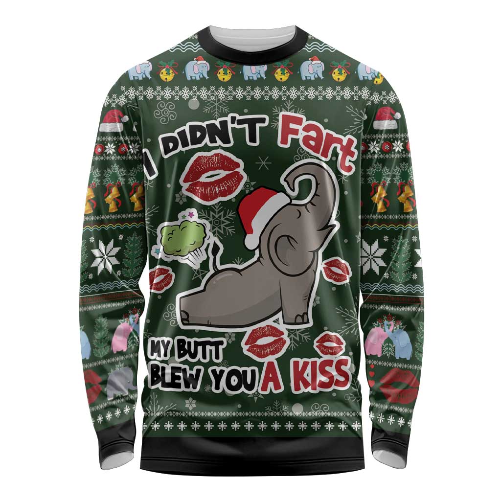 Elephant I Didnt Fart My Butt Blew You A Kiss Long Sleeve Shirt Elephant Christmas DT04 - Wonder Print Shop