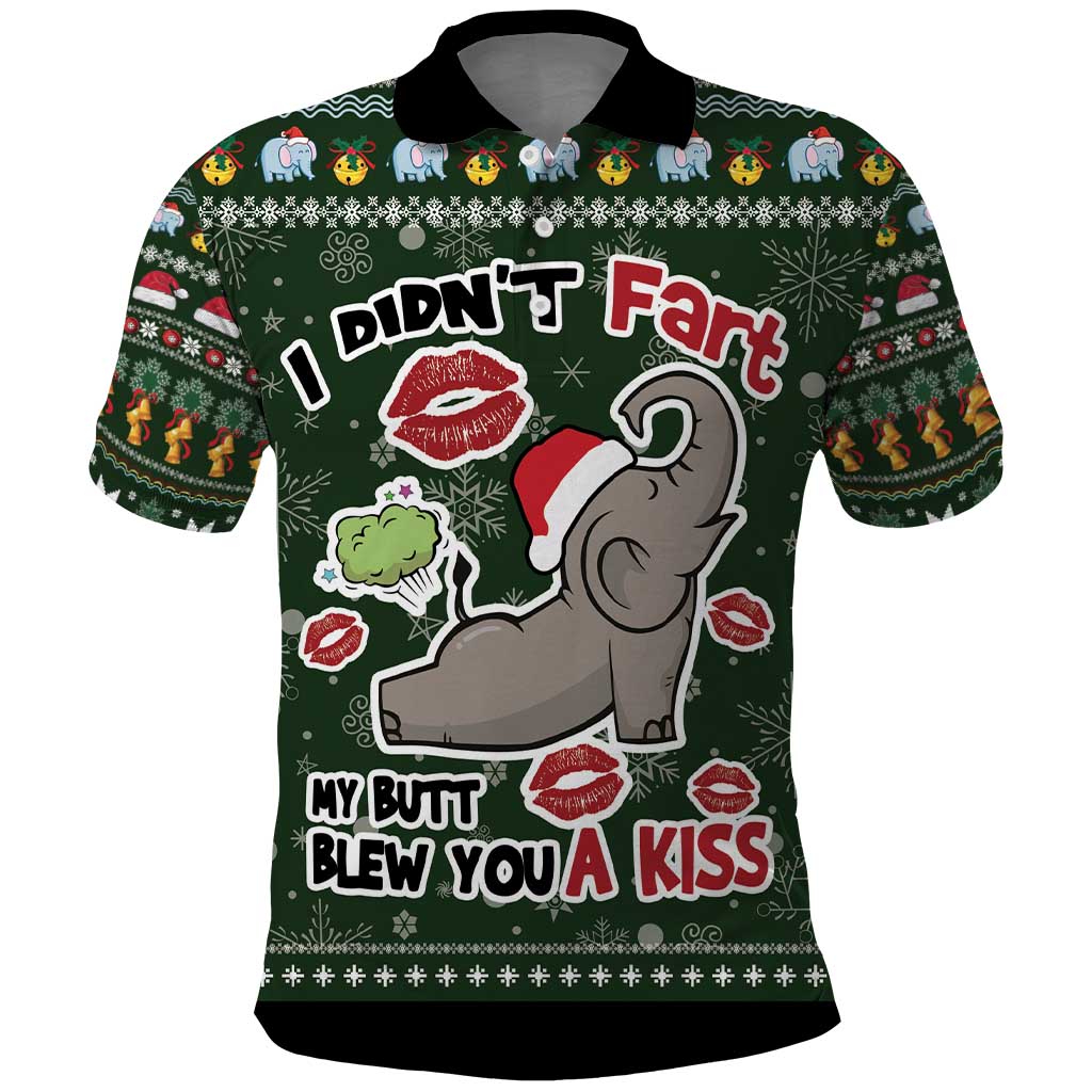 Elephant I Didnt Fart My Butt Blew You A Kiss Polo Shirt Elephant Christmas DT04 - Wonder Print Shop