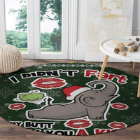 Elephant I Didnt Fart My Butt Blew You A Kiss Round Carpet Elephant Christmas