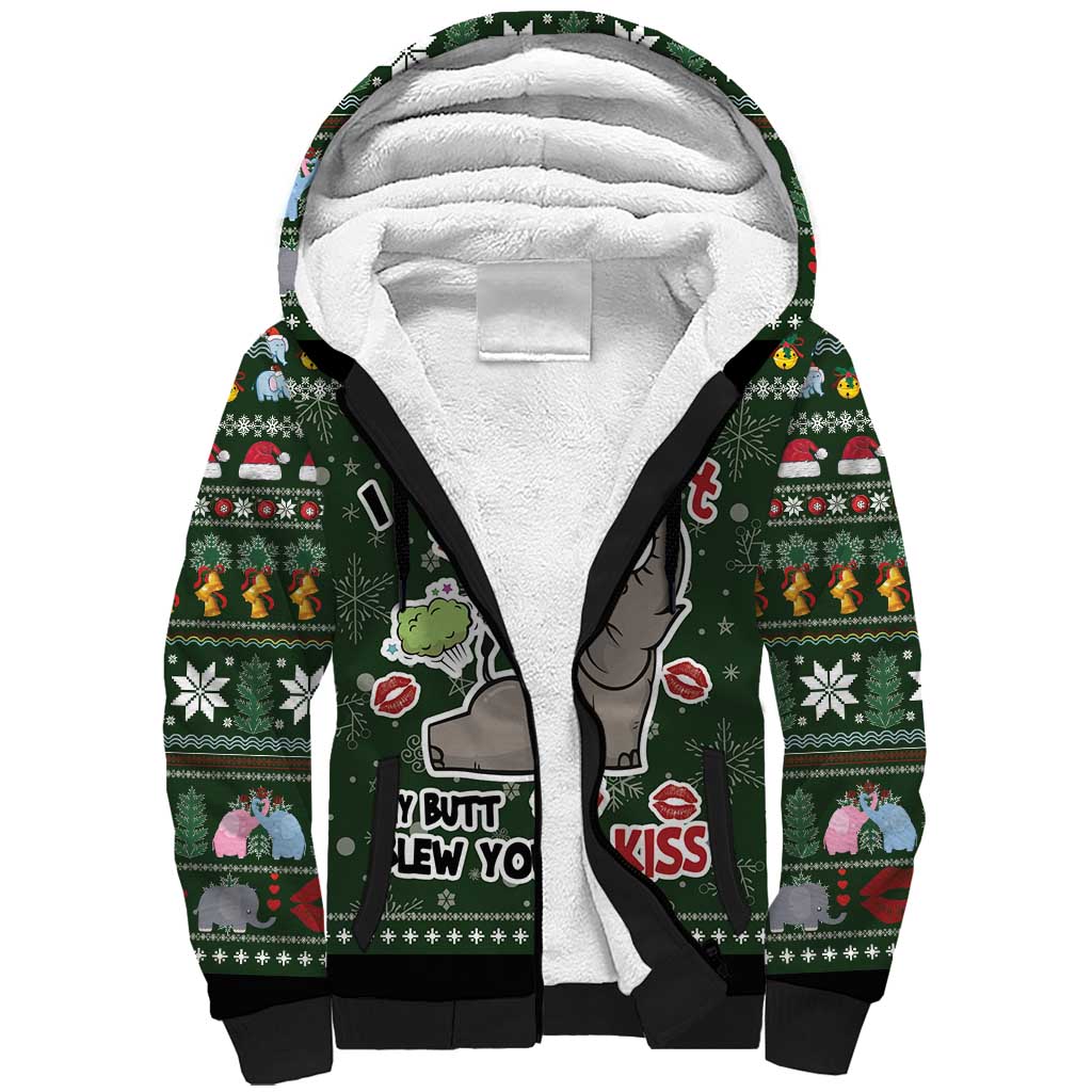 Elephant I Didnt Fart My Butt Blew You A Kiss Sherpa Hoodie Elephant Christmas DT04 - Wonder Print Shop
