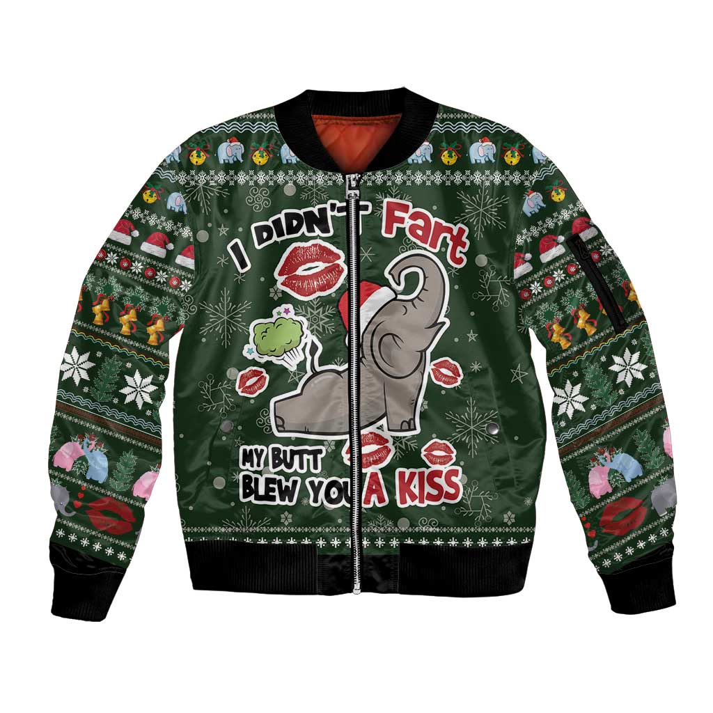 Elephant I Didnt Fart My Butt Blew You A Kiss Sleeve Zip Bomber Jacket Elephant Christmas DT04 - Wonder Print Shop