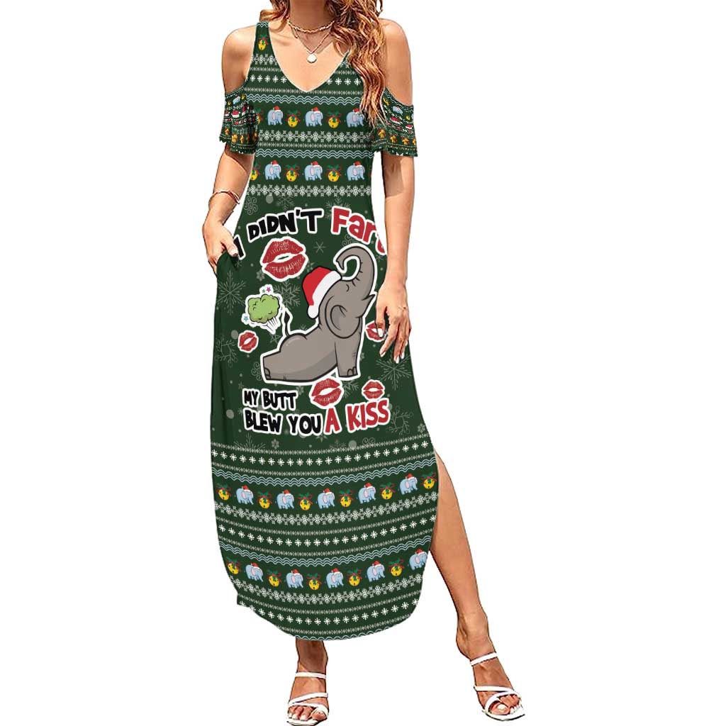 Elephant I Didnt Fart My Butt Blew You A Kiss Summer Maxi Dress Elephant Christmas DT04 - Wonder Print Shop