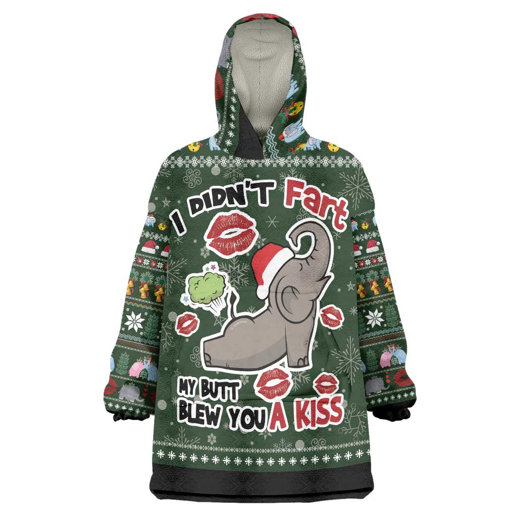 Elephant I Didnt Fart My Butt Blew You A Kiss Wearable Blanket Hoodie Elephant Christmas DT04 - Wonder Print Shop
