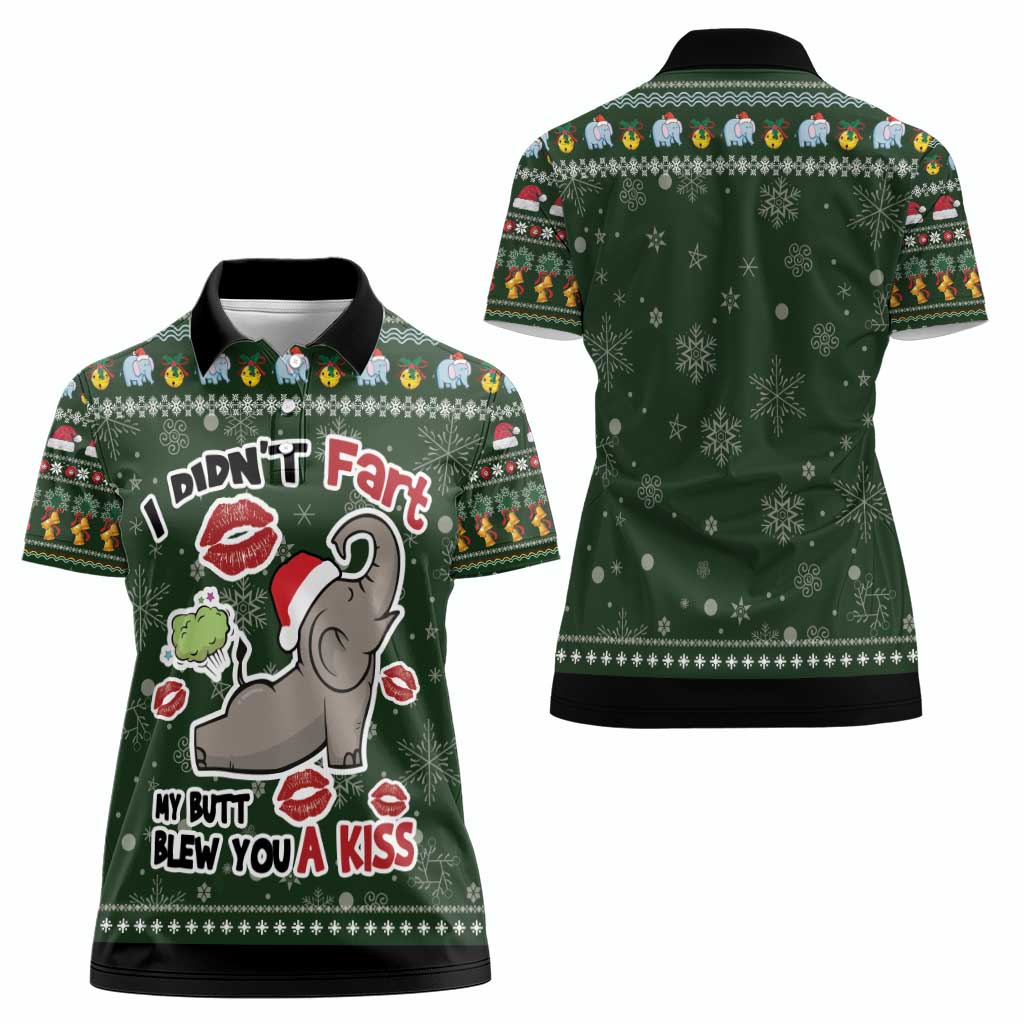Elephant I Didnt Fart My Butt Blew You A Kiss Women Polo Shirt Elephant Christmas DT04 - Wonder Print Shop
