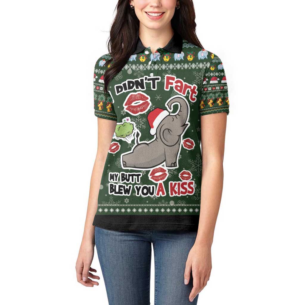 Elephant I Didnt Fart My Butt Blew You A Kiss Women Polo Shirt Elephant Christmas DT04 - Wonder Print Shop