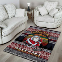 Hockey Checking It Once Checking It Twice Area Rug Santa Playing Ice Hockey Christmas DT04 - Wonder Print Shop