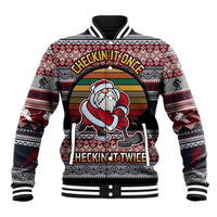 Hockey Checking It Once Checking It Twice Baseball Jacket Santa Playing Ice Hockey Christmas DT04 - Wonder Print Shop